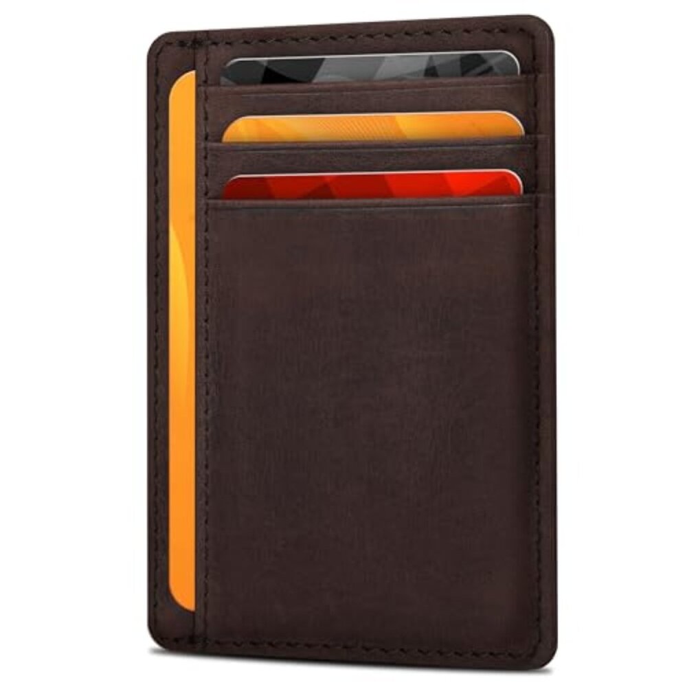 Leather Slim Minimalist Wallet for Men & Women RFID Front Pocket Leather